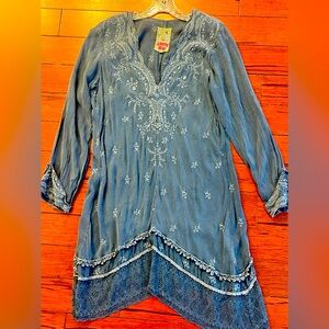 Johnny Was Slate Blue Dress/ Tunic in excellent condition M